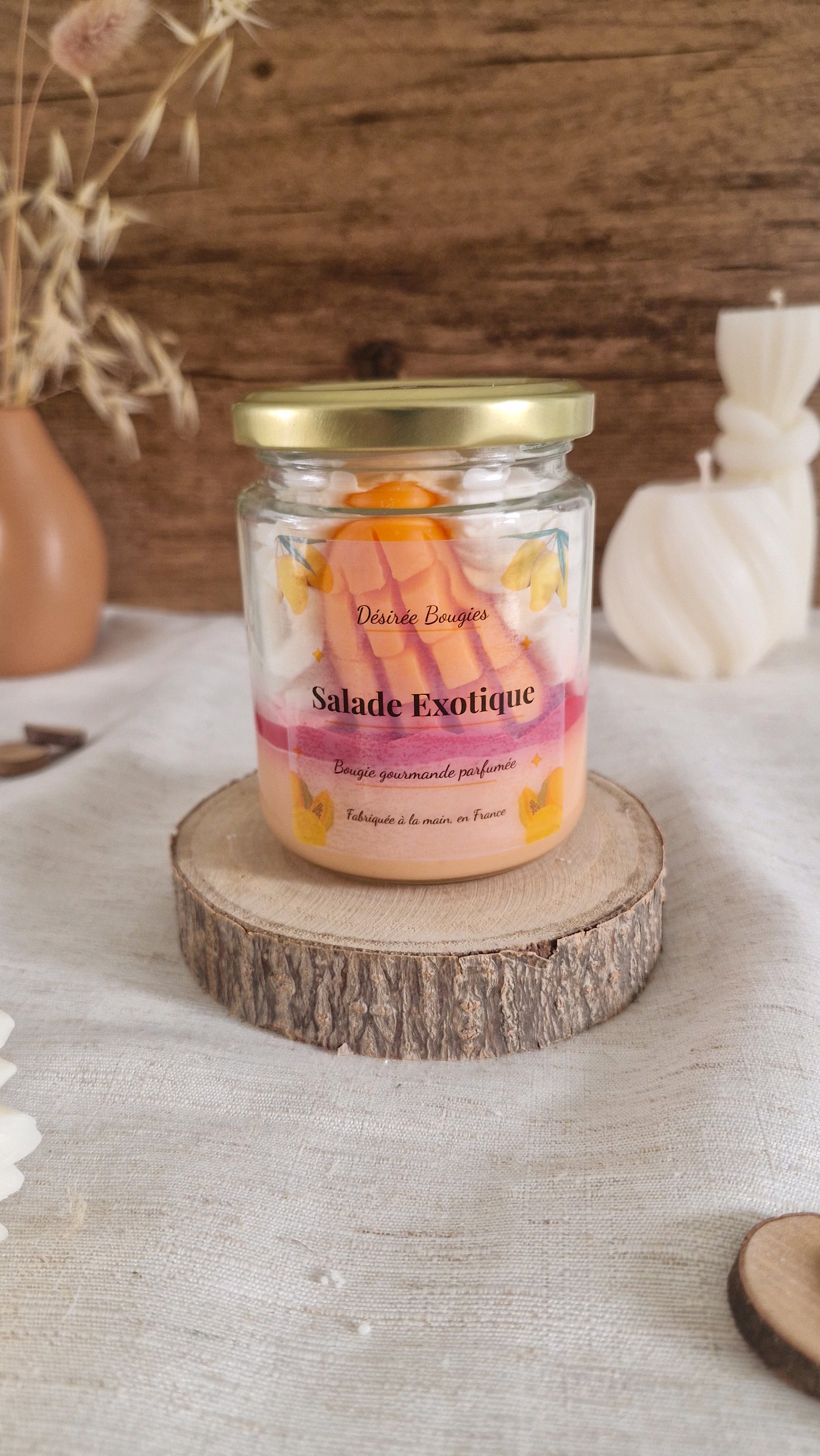 Bougie parfumée Mangue Papaye – Bougie gourmande artisanale exotique