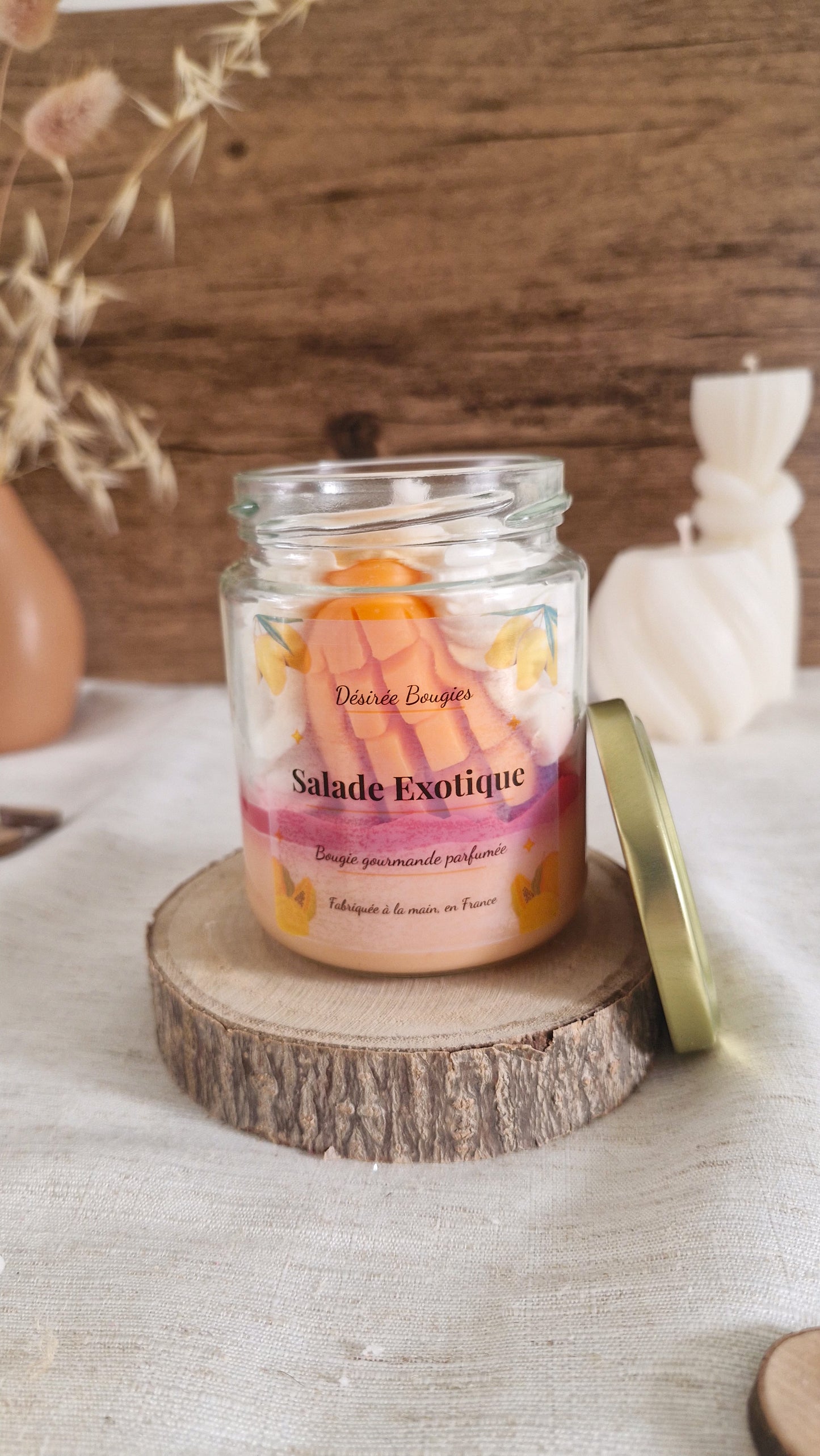 Bougie parfumée Mangue Papaye – Bougie gourmande artisanale exotique