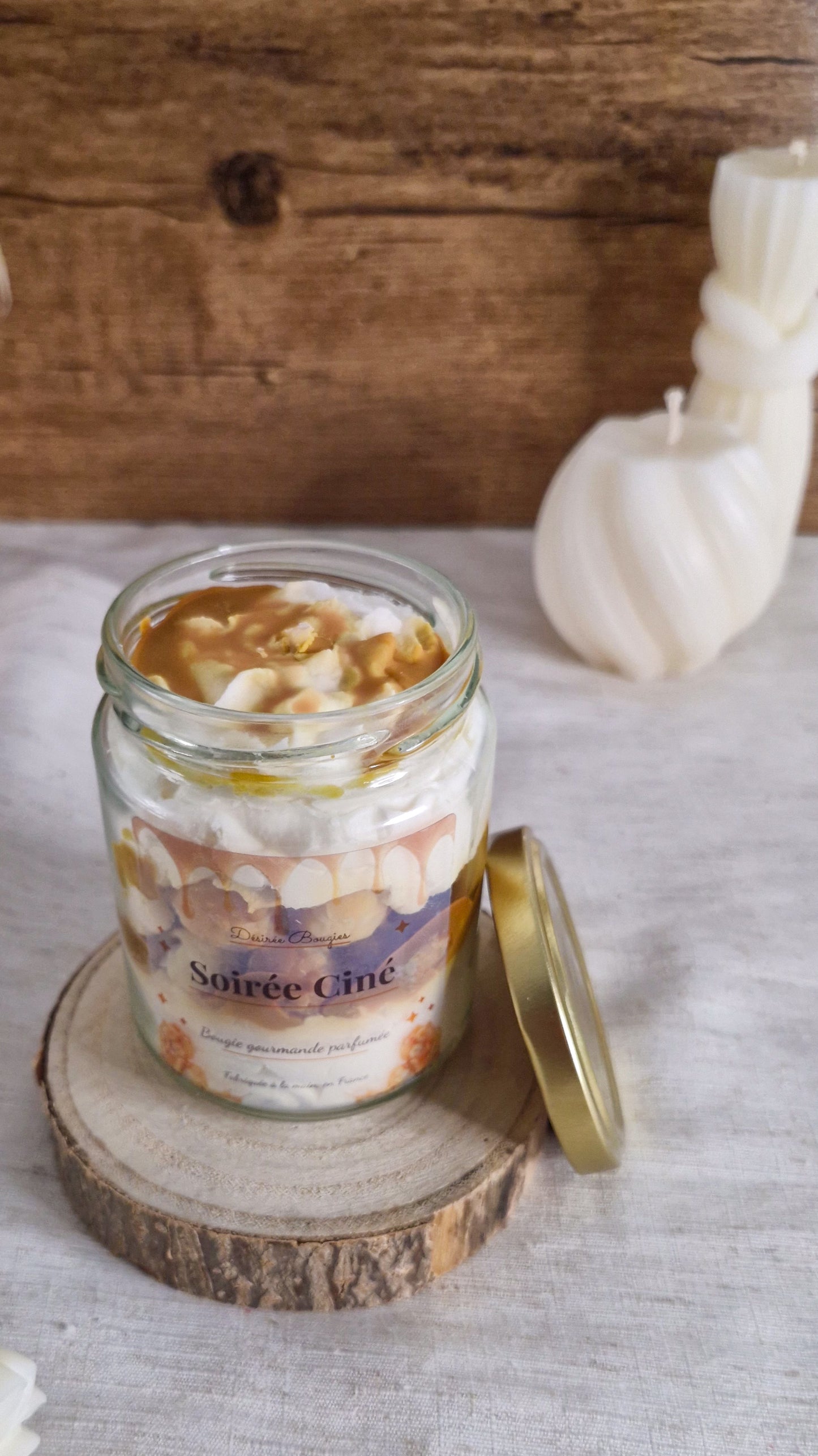 Bougie parfumée Popcorn – Bougie gourmande artisanale