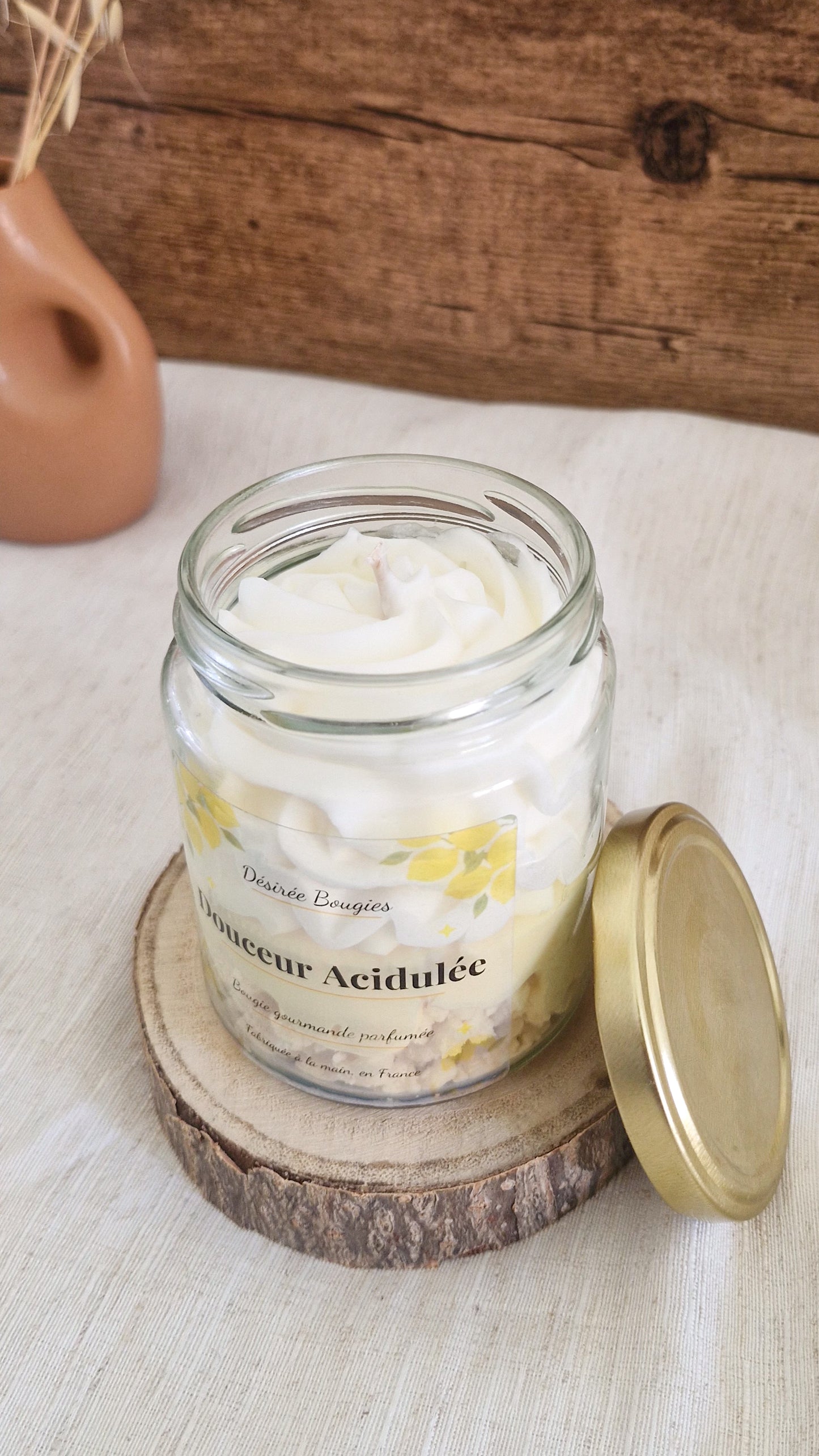 Bougie parfumée Citron Meringué – Bougie gourmande artisanale