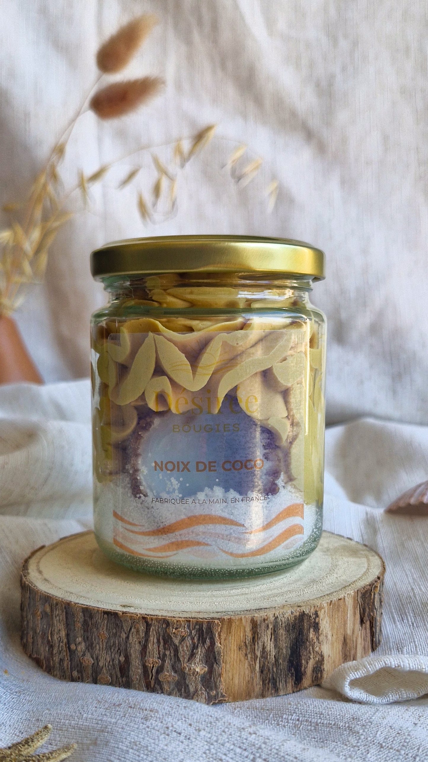 Bougie parfumée Noix de Coco – Bougie gourmande artisanale