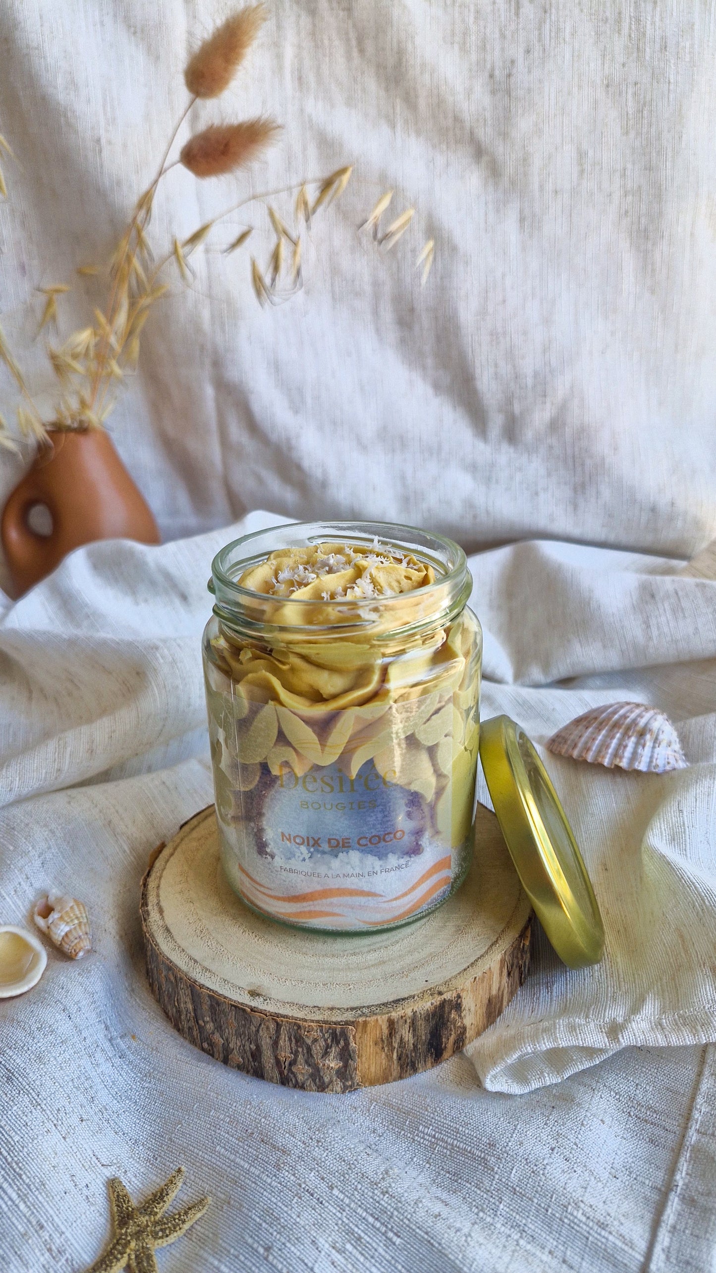 Bougie parfumée Noix de Coco – Bougie gourmande artisanale