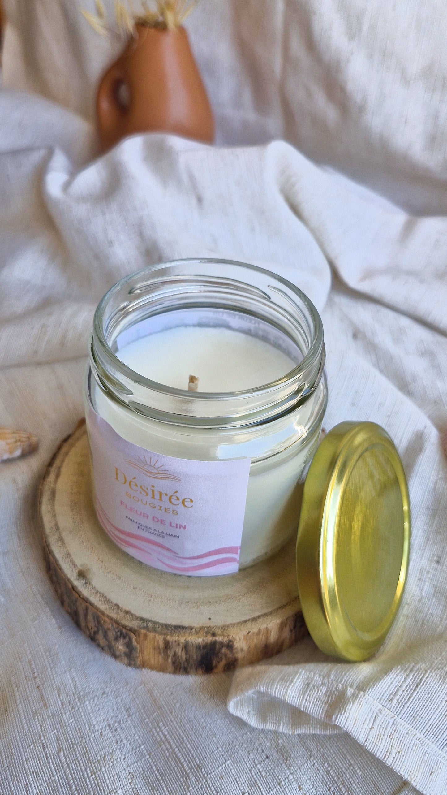 Bougie parfumée Fleur de Lin - Bougie artisanale florale