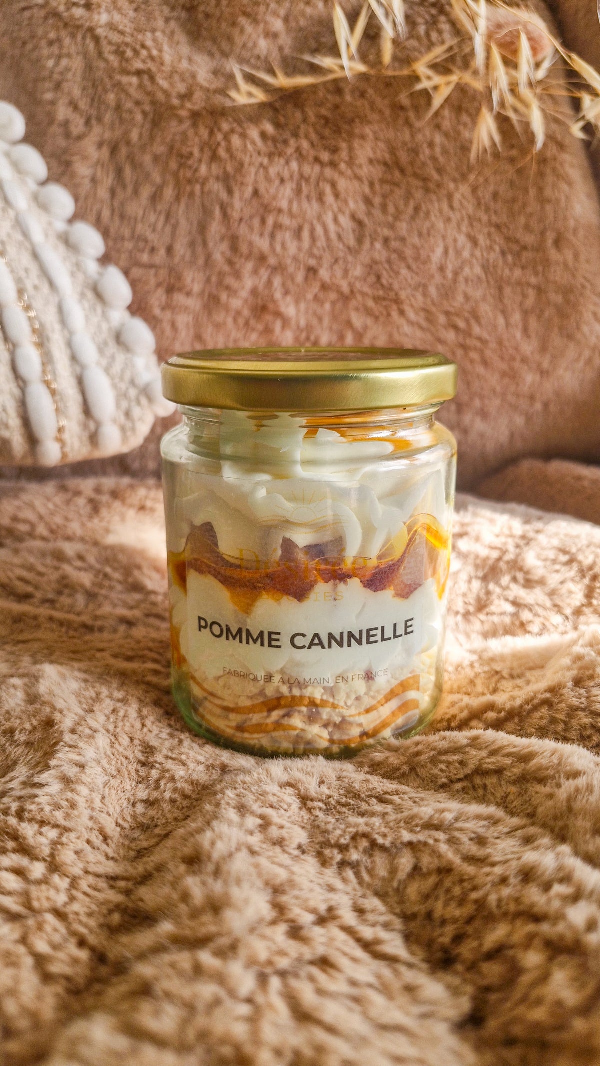 Bougie parfumée Pomme Cannelle – Bougie gourmande artisanale