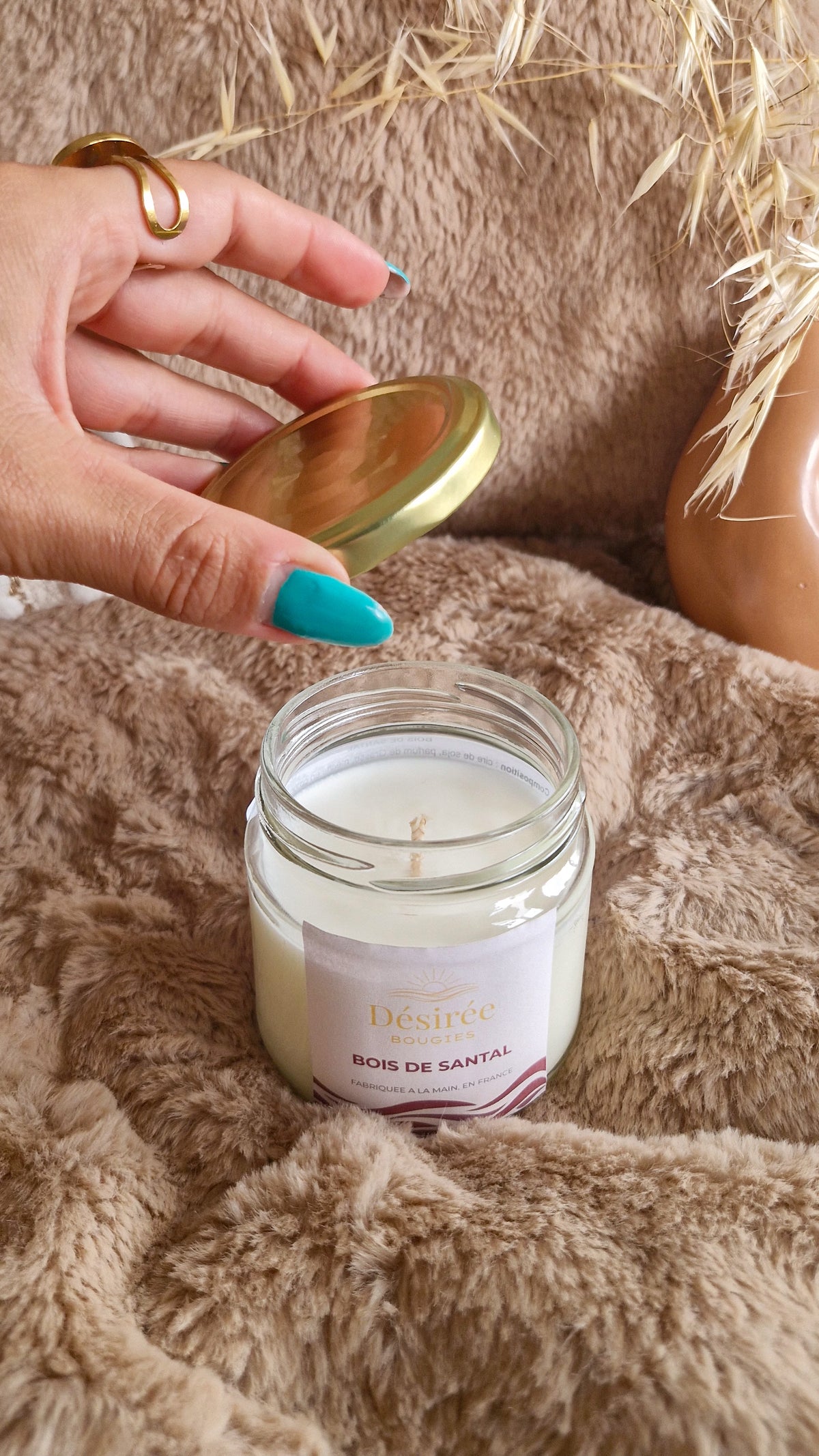 Bougie parfumée Bois de Santal – Bougie artisanale boisée